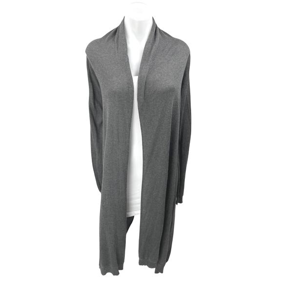 DKNY Women's Gray Knit Long Sleeve Hi-Low Open Front Cardigan Sweater Top Size S - Picture 1 of 4